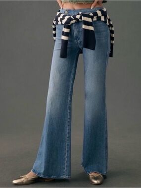 MOTHER Wide-Leg High-Rise Jeans in Medium Blue Wash